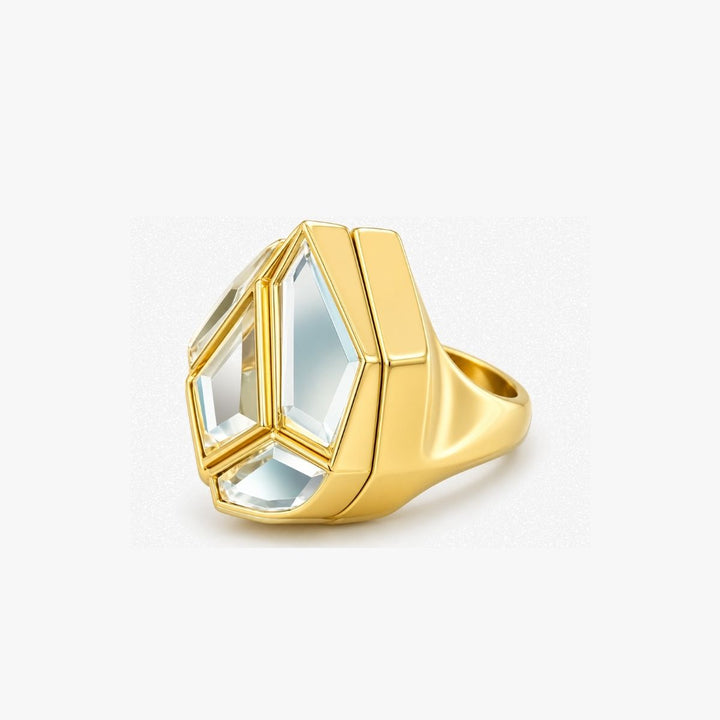 Openable Rhombus Mirror Statement Ring