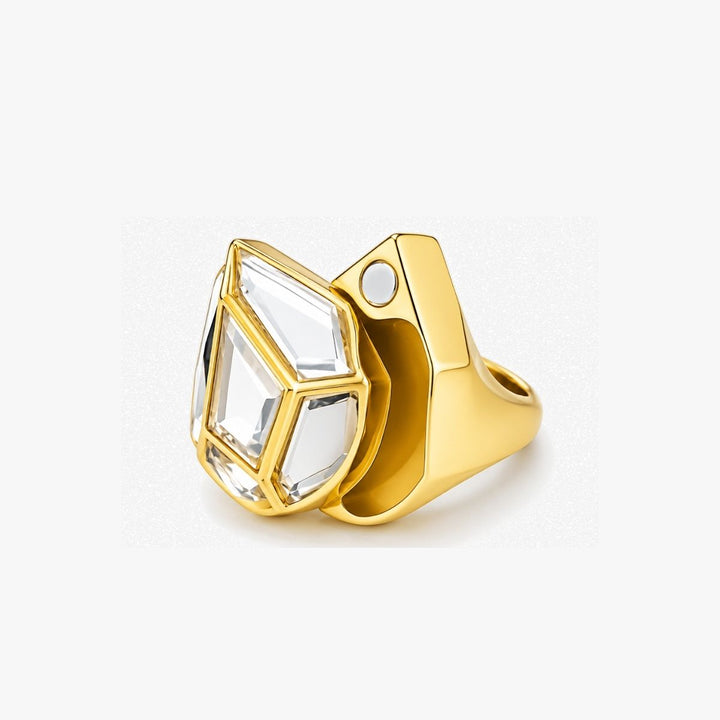 Openable Rhombus Mirror Statement Ring