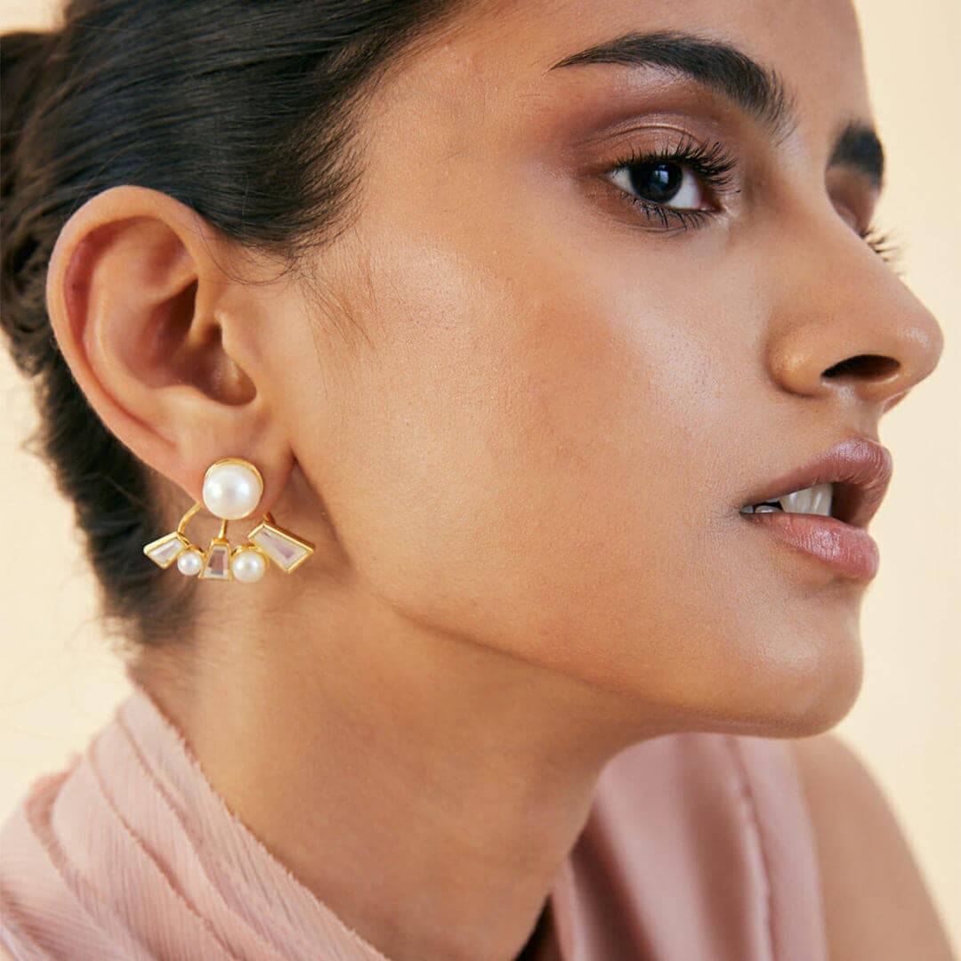 NA Stud Earring for Women by Isharya | Modern Indian Jewellery