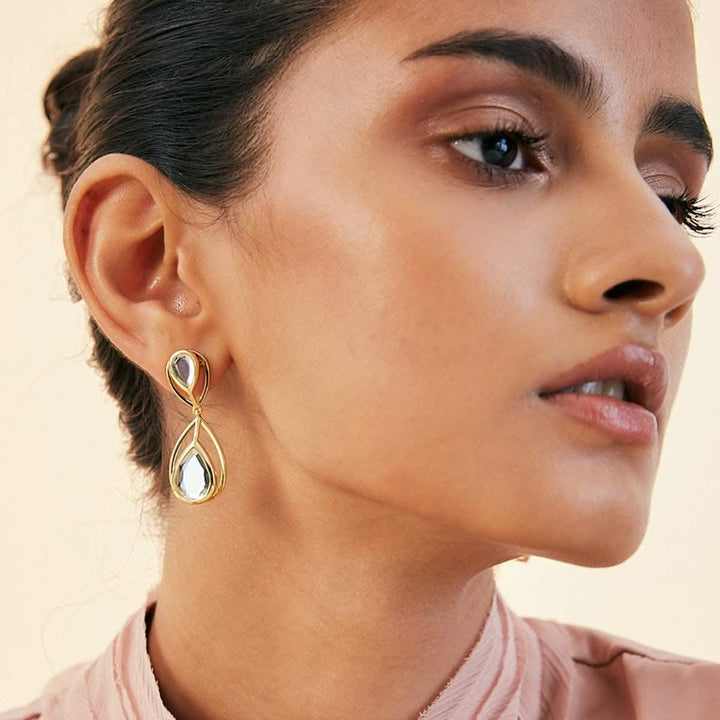 Ayaana Petite Drop Libra Earrings for Women by Isharya | Modern Indian Jewellery