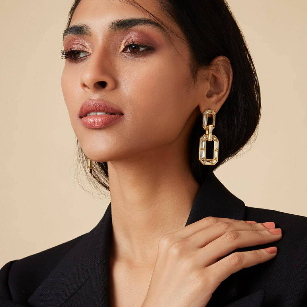 Mirror Hoop Earring for Women by Isharya | Modern Indian Jewellery