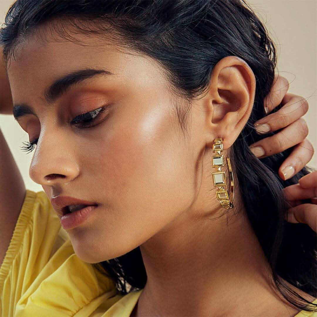 Gold Hoop Earring for Women by Isharya | Modern Indian Jewellery