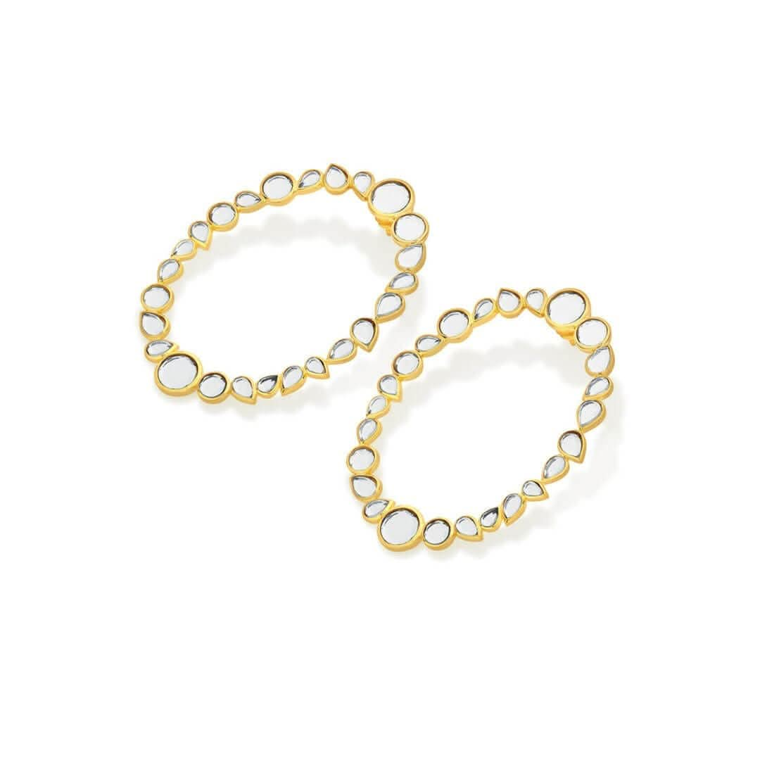 Mirrors on the Move Dancing Mirror Side Hoop Earrings for Women by Isharya | Modern Indian Jewellery