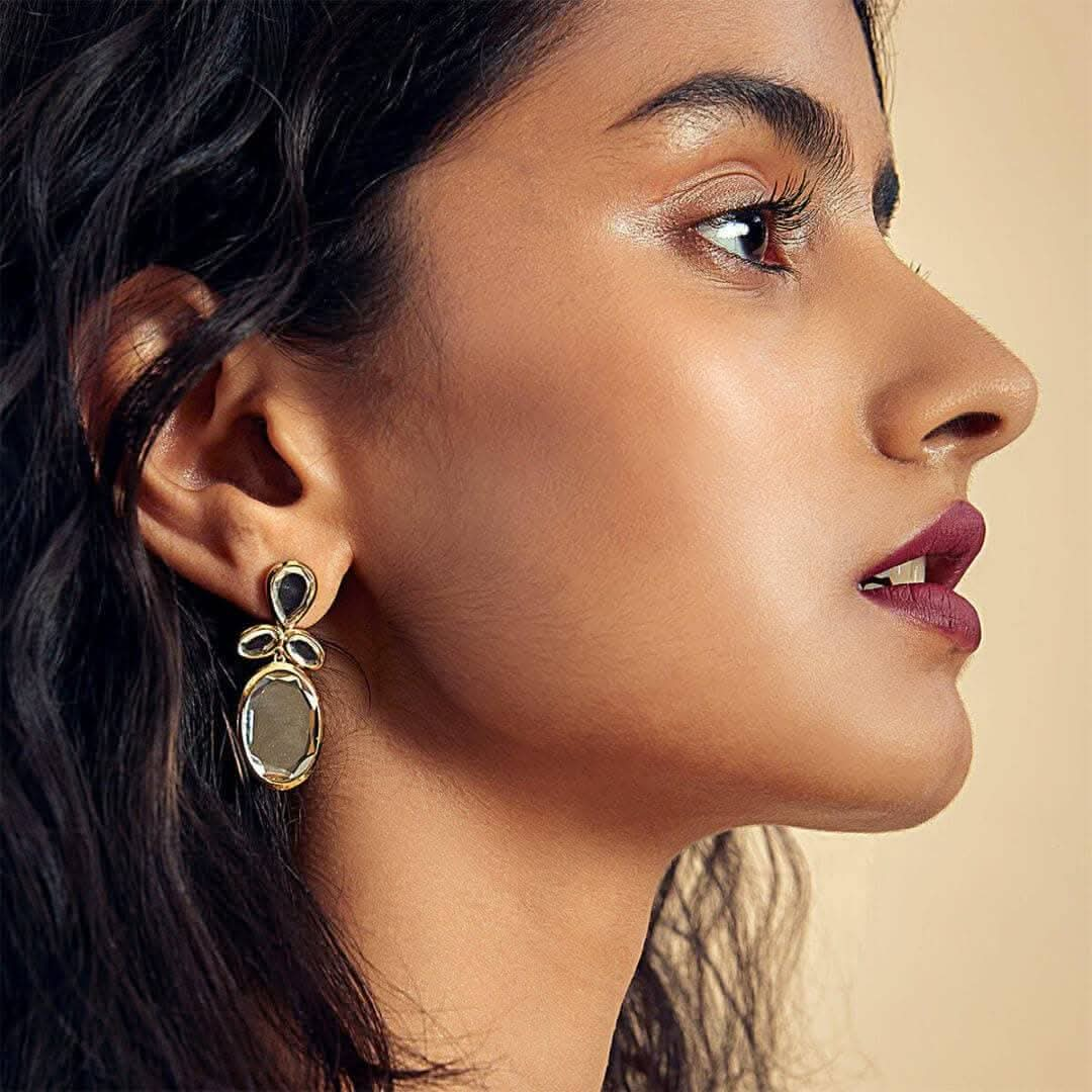 White Drop Earring for Women by Isharya | Modern Indian Jewellery