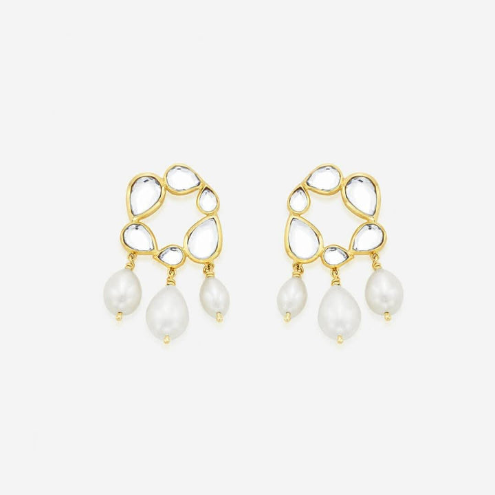 Mirrors on the Move Mirror and Pearl Drop Earrings for Women by Isharya | Modern Indian Jewellery