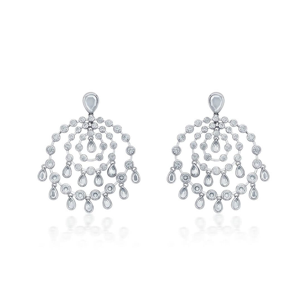 Silver Chandelier Earring for Women by Isharya | Modern Indian Jewellery