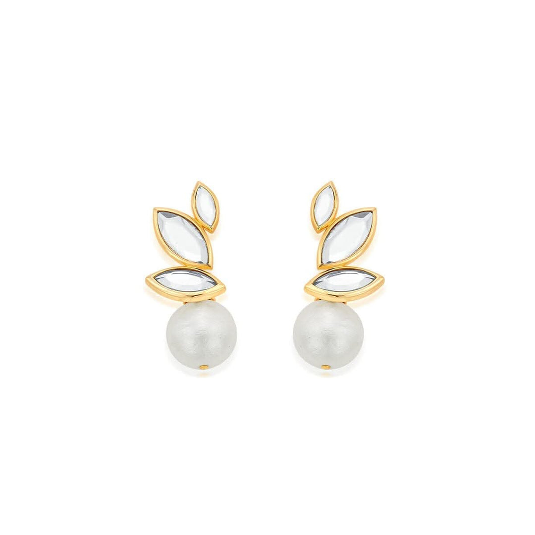 Marquise Mirror Pearl Studs for Women by Isharya | Modern Indian Jewellery