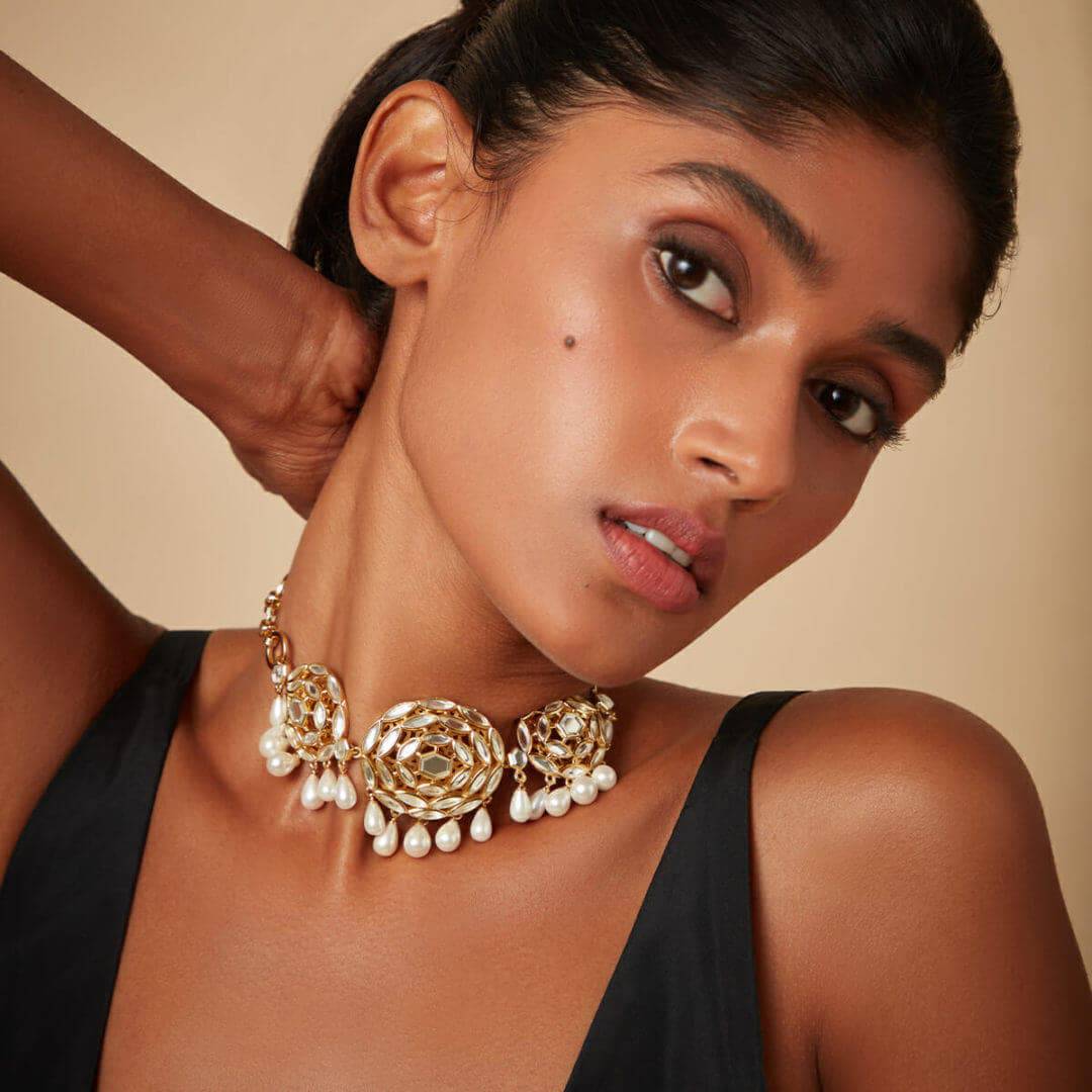 Mirror Choker Necklace for Women by Isharya | Modern Indian Jewellery