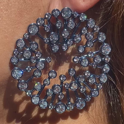 Aqua Blue Starburst Statement Earrings