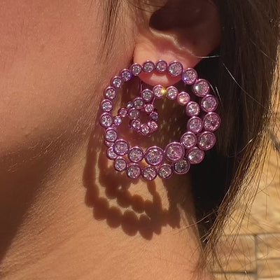 Rani Pink Statement Swirl Hoop Earrings