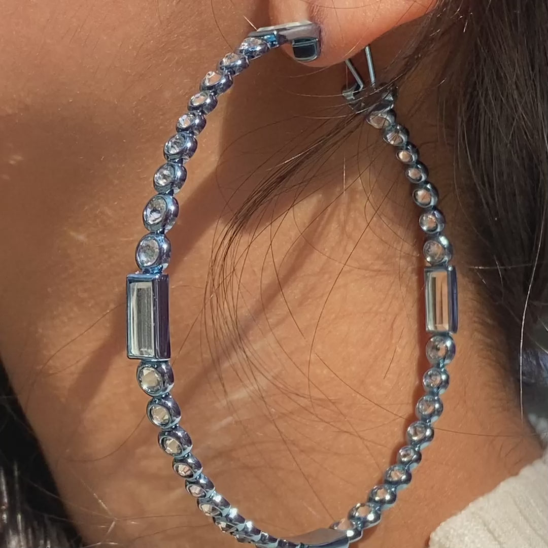 Aqua Blue Oversized Hoop Earrings