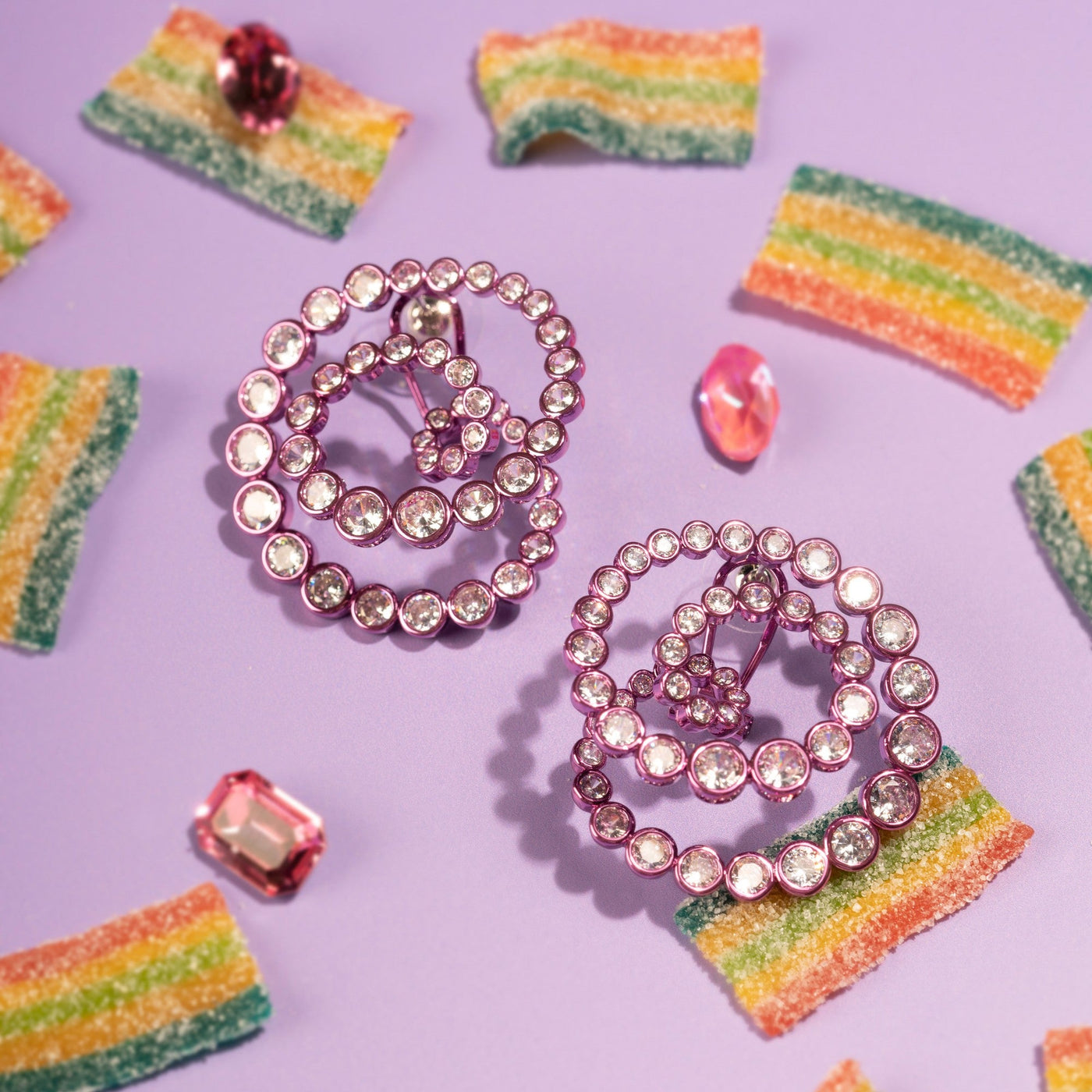 Rani Pink Statement Swirl Hoop Earrings - Isharya | Modern Indian Jewelry