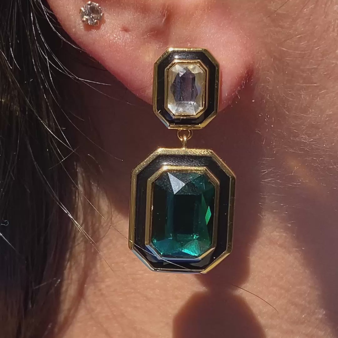 Banger Two-Tone Crystal Drop Earrings