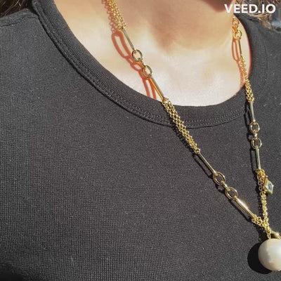 Amara Pearl & Mirror Duo Necklace