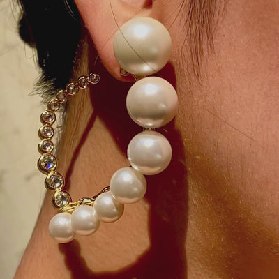 Amara CZ Pearl Harp Earrings