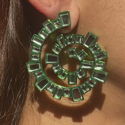 Parakeet Green Spiral Earrings