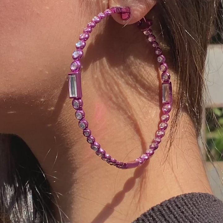 Rani Pink Oversized Hoop Earrings