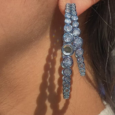 Aqua Blue Double Hoop Earrings