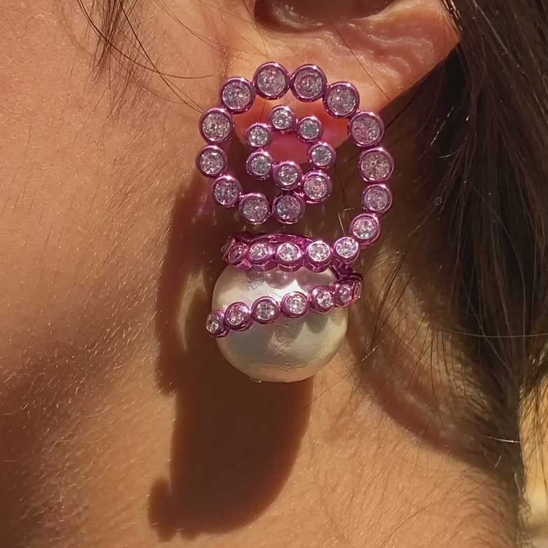 Rani Pink Pearl Drop Earrings