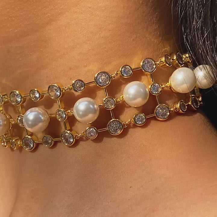Amara Pearl CZ Choker Necklace