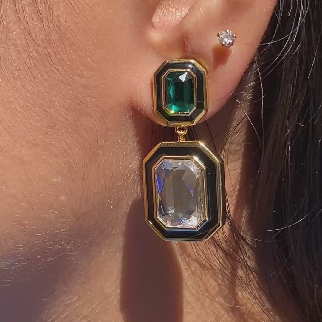 Banger Two-Tone Crystal Drop Earrings