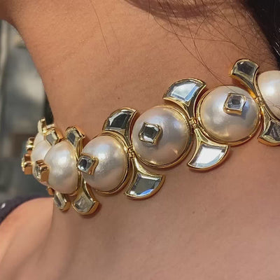 Amara Mirror Pearl Choker Necklace