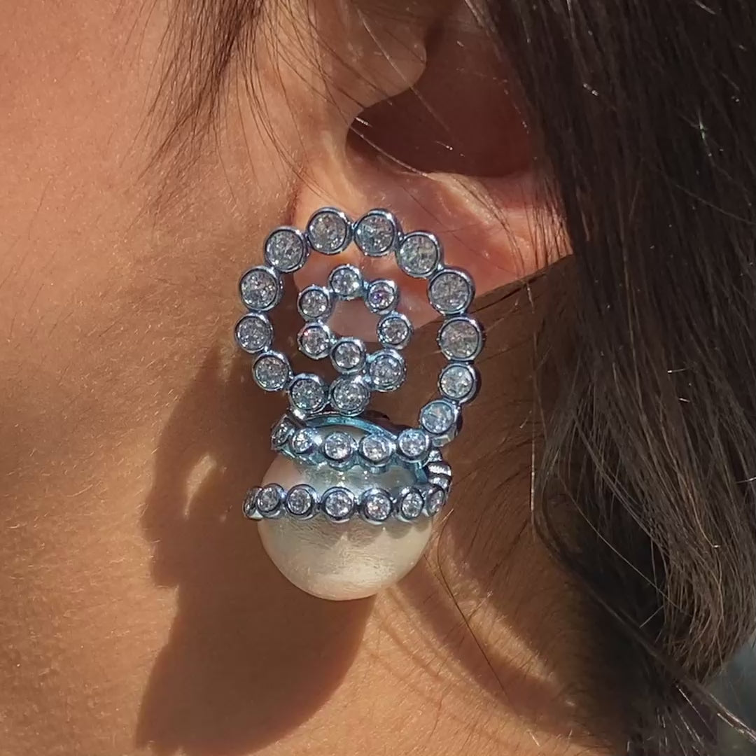 Aqua Blue Pearl Drop Earrings