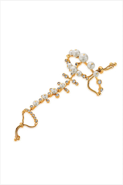 Crystal Pearl Hand Harness - Isharya | Modern Indian Jewelry