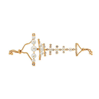 Crystal Pearl Hand Harness - Isharya | Modern Indian Jewelry