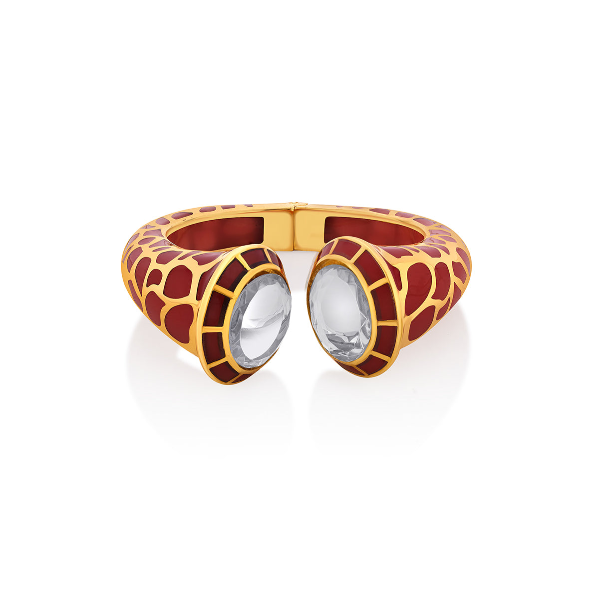 La Conchita Statement Hinge Cuff in Coral - Isharya | Modern Indian Jewelry