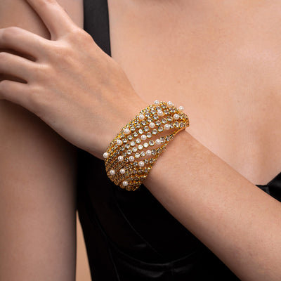 Amara CZ Pearl Statement Cuff