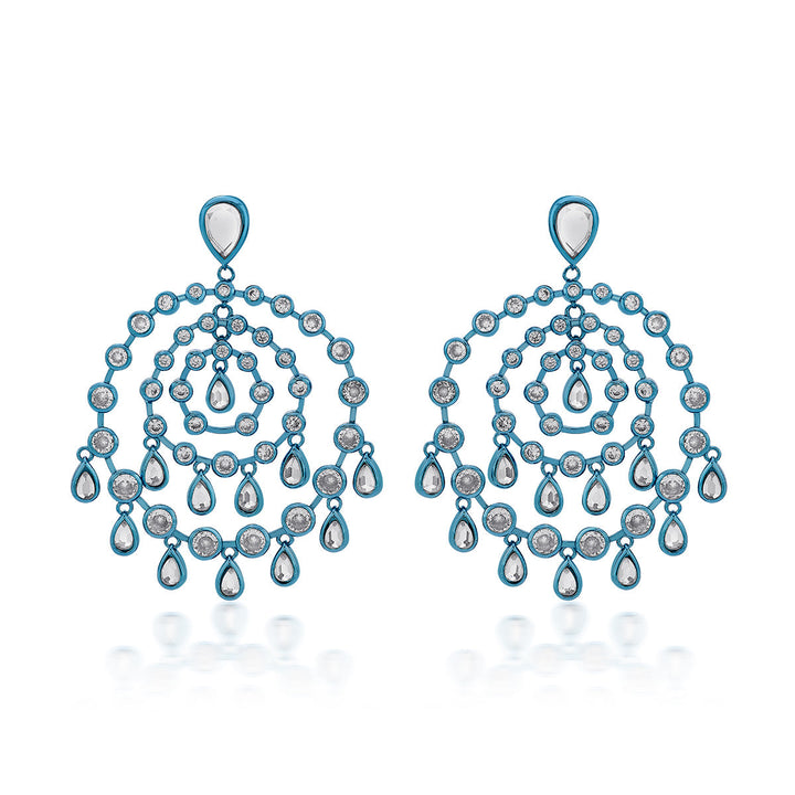 Aqua Blue Chandelier Earrings - Isharya | Modern Indian Jewelry