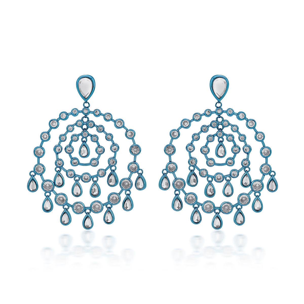 Aqua Blue Chandelier Earrings - Isharya | Modern Indian Jewelry