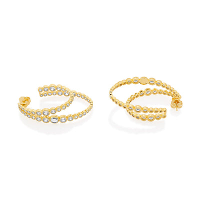 Aura Gold Double Hoop Earrings - Isharya | Modern Indian Jewelry