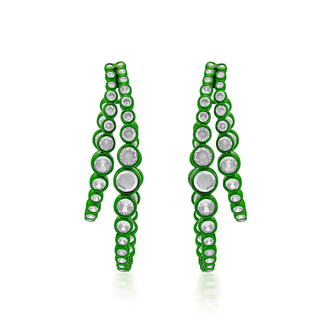Parakeet Green Double Hoop Earrings - Isharya | Modern Indian Jewelry