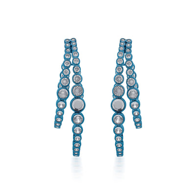 Aqua Blue Double Hoop Earrings - Isharya | Modern Indian Jewelry