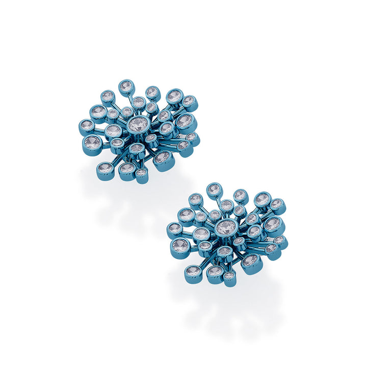 Aqua Blue Starburst Earrings - Isharya | Modern Indian Jewelry