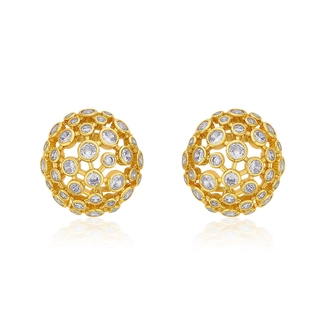 Aura Gold Mesh Stud Earrings - Isharya | Modern Indian Jewelry