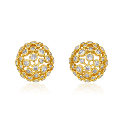 Aura Gold Mesh Stud Earrings - Isharya | Modern Indian Jewelry