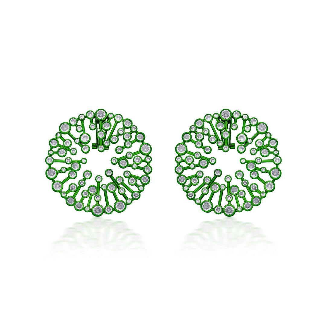 Parakeet Green Starburst Statement Earrings - Isharya | Modern Indian Jewelry