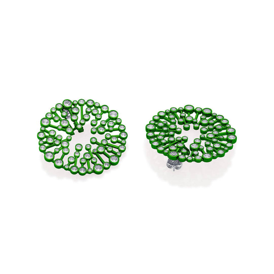 Parakeet Green Starburst Statement Earrings - Isharya | Modern Indian Jewelry
