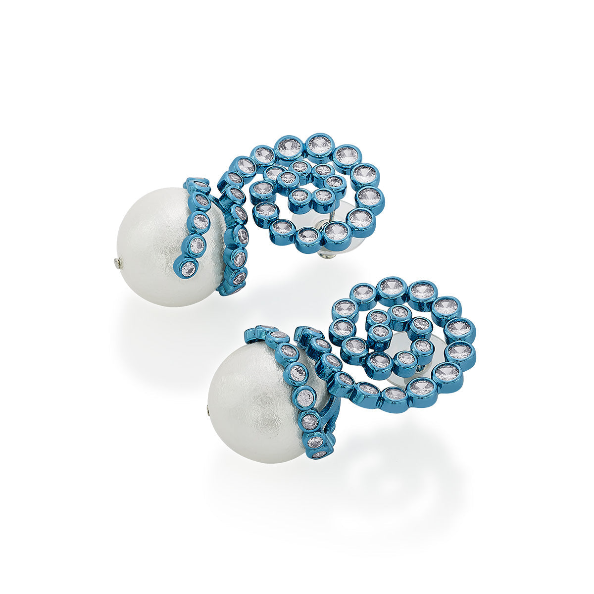 Aqua Blue Pearl Drop Earrings - Isharya | Modern Indian Jewelry