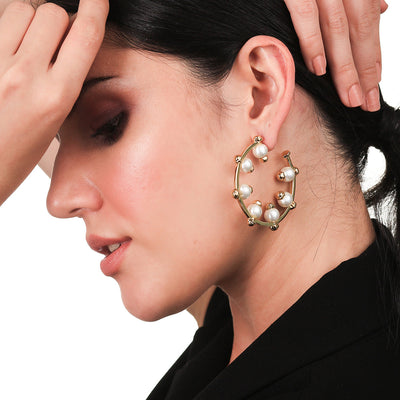 Sandberg Pearl Hoops - Isharya | Modern Indian Jewelry