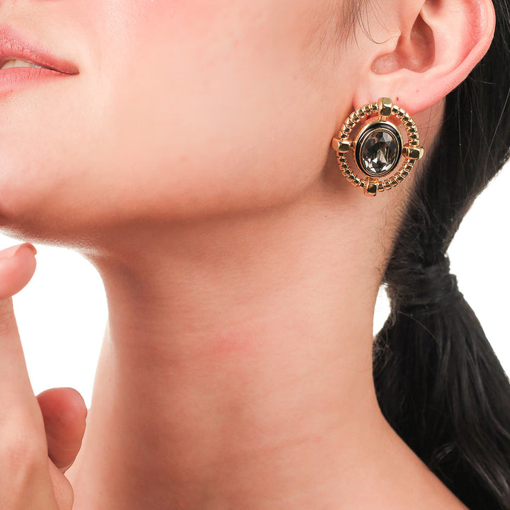 Amal Grey Crystal Studs - Isharya | Modern Indian Jewelry