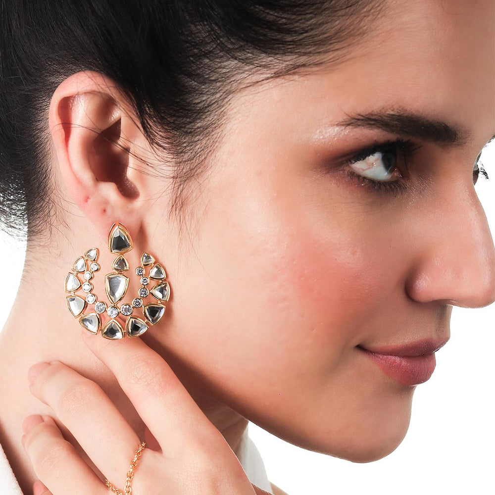 Inayat Shimmering Mirror Drop Earrings - Isharya | Modern Indian Jewelry