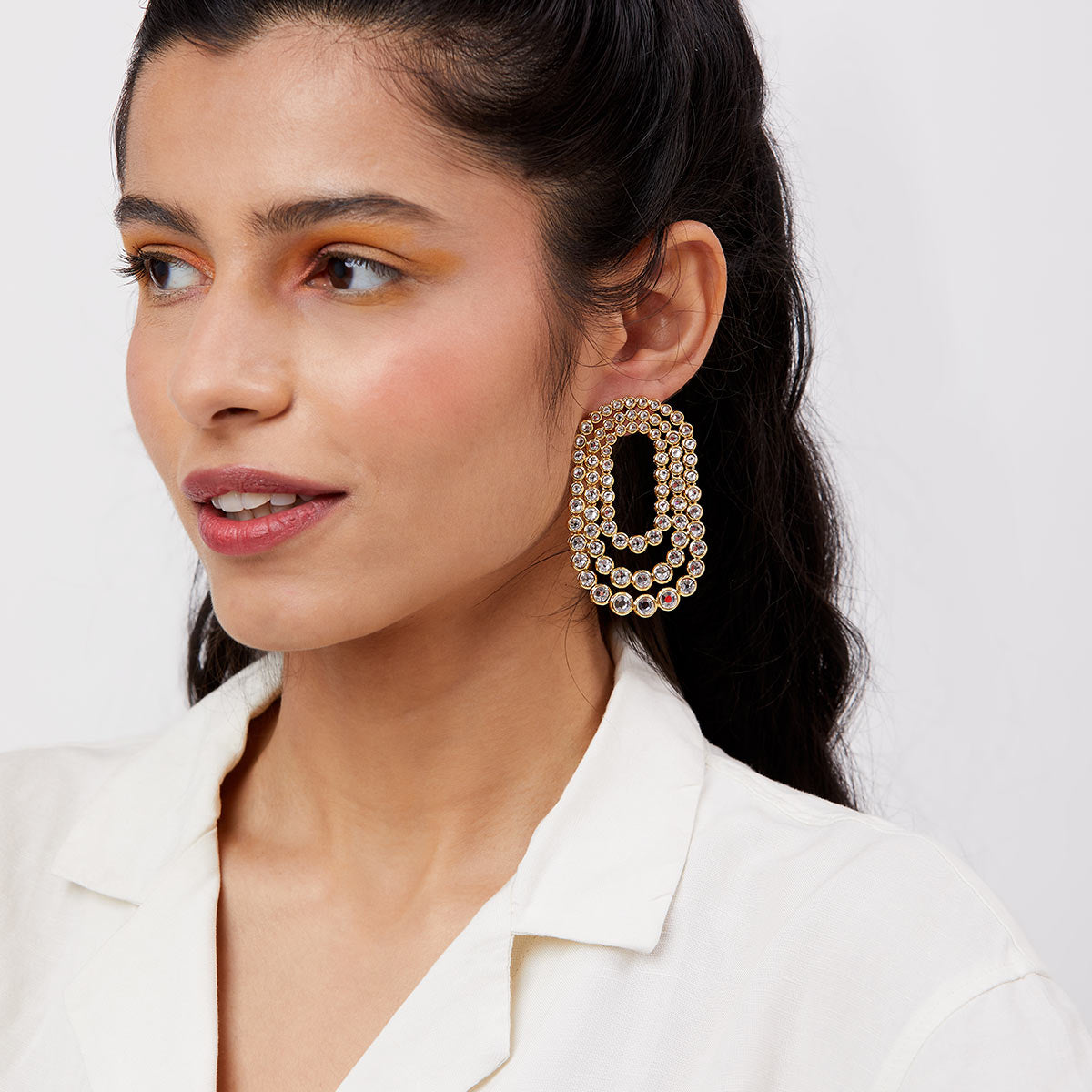 Ruhaniyat Shimmering CZ Earrings - Isharya | Modern Indian Jewelry