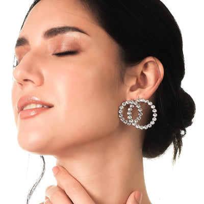 Seher CZ Concentric Earrings - Isharya | Modern Indian Jewelry