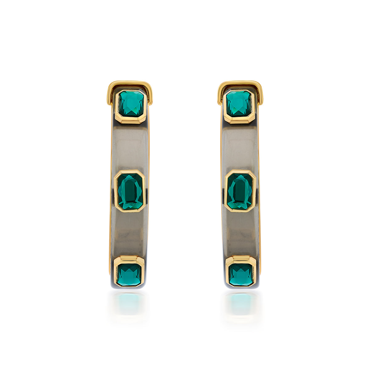 Bougie Green Crystal Hoops