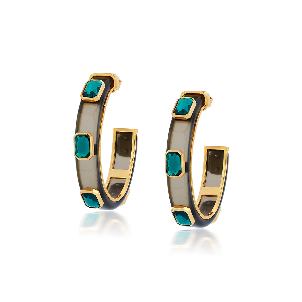 Bougie Green Crystal Hoops