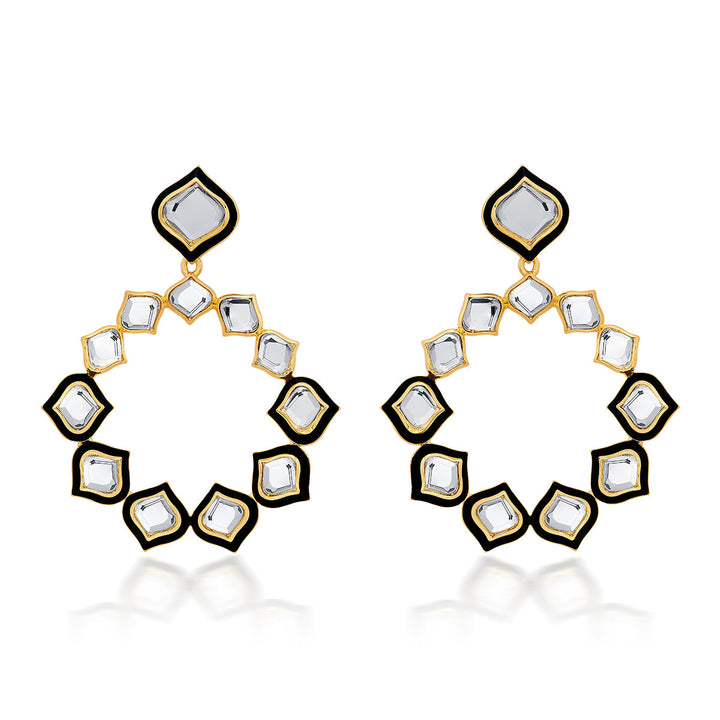 Amina Mirror Statement Earrings - Isharya | Modern Indian Jewelry